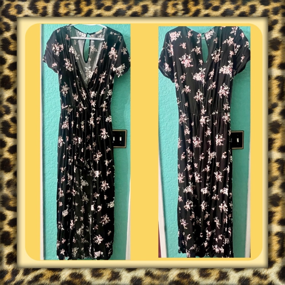 👑✅PRICE FIRM✅ Floral Black Maxi Skort Dress